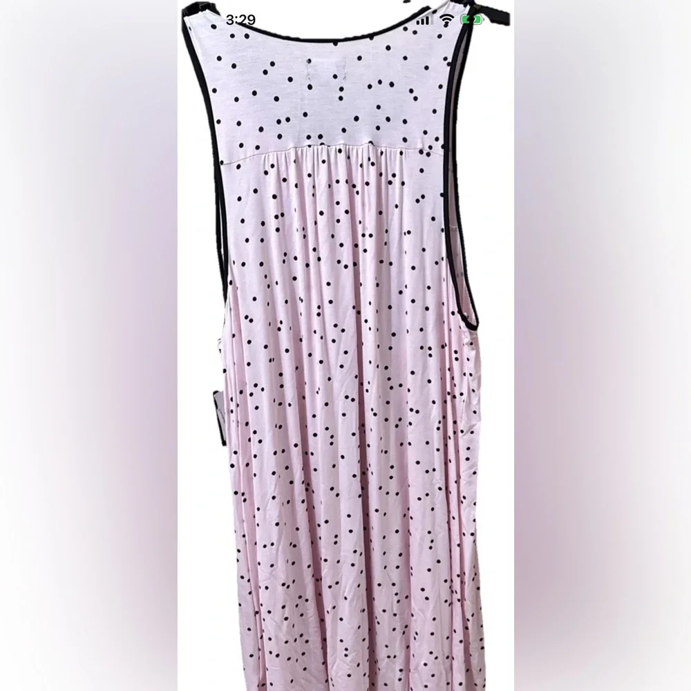 NWT Women 1X Kate Spade PINK/BLACK SCATTERED DOTS Soft Knit Jersey Nightgown